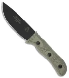 TOPS Knives Tactical Steak Knife Fixed Blade (4" Black Plain) TSK-01