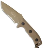 Microtech Currahee Drop Point Knife Fixed Blade (4.5" Tan Serr) 102-2TA
