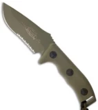 Microtech Currahee Drop Point Knife Fixed Blade (4.5" OD Green Serr) 102-2GR