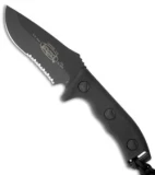 Microtech Currahee Drop Point Knife Fixed Blade (4.5" Black Serr) 102-2BL