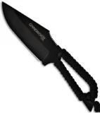 Grindworx Knives Eclipse Fixed Blade Knife w/ Black Paracord - Black Plain