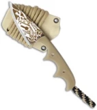 Alan Folts Custom Titanium Minimalist Drop Point Neck Knife w/ Tan G10 Handle
