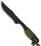 Shadow Tech Knives Hiker Bowie Knife Fixed Blade w/ OD Green Cord (3" Black)