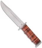 Browning Black Label Point Blank Leather Fixed Blade Knife (6" Bead Blast) 112BL