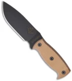 Ontario Afghan Knife Fixed Blade Tan Micarta (5.38" Black Plain) 9419TM