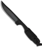 Shadow Tech Knives Hiker Bowie Knife Fixed Blade w/ Black Cord Wrap (3" Black)