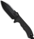 Microtech Black Crosshair Fixed Double Edge Knife (5" Full Serr) 101-3BL