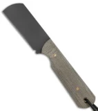 JRs Knives EDC Cleaver Fixed Blade Knife Chisel Natural Micarta (2.25" Black)