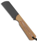 JRs Knives EDC Cleaver Fixed Blade Knife Chisel Grind Brown Micarta (2.3" Black)