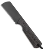 JRs Knives EDC Cleaver Fixed Blade Knife Chisel Grind Black Burlap  (2.3" Black)