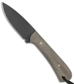 JRs Knives Neckr Fixed Blade Knife Flat Grind Natural Micarta (2.75" Black)