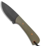 JRs Knives Junior Fixed Blade Knife Fuller Green G-10/Orange Pins (2.25" Black)