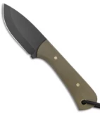 JRs Knives Junior Fixed Blade Knife Fuller Green G-10 (2.25" Black)
