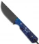 JRs Knives Str8 BK Fixed Blade Knife Chisel Blue/White Honeycomb (2.75" Black)