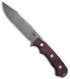 Hinderer Knives Fieldtac 6" Fixed Blade Knife Burgundy Micarta (Working)