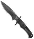 Mac Coltellerie Sanmarco Fixed Serrated Military Black Knife  (5.7" D2)