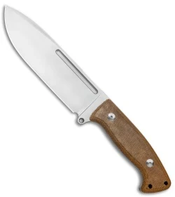 PMP Knives Arctos Fixed Knife Natural Canvas Micarta (6.9" Satin)