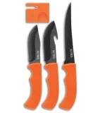 Old Timer 3-Piece Fixed Blade & Sharpener Set Orange Polymer (5.5" Black)