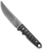 Fox Knives Ryu Fixed Blade Knife Marble Carbon Fiber (5.3" Damascus) 02FX746