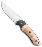 Dark Timber Knives Bushy Knife Natural Curly Maple / Black Micarta (4" Satin)