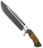 Dark Timber Knives Cave Bear Knife Ash Burl Wood / Green Mi. (10.3" Two-Tone)