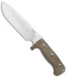 LionSteel M7 Hunting Fixed Blade Knife Green Micarta (7" Satin)