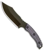 Trouble Blades Custom Bush Bitch Fixed Blade Clip Knife Purple G-10 (4.5" Green)