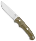 Bark River Guardless Drop Point Fixed Blade Knife Hunter Green (3.875" Satin)