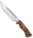 Dark Timber Knives Honey Badger Green Micarta/Black Ash Burl/Orng (7.25" Satin)