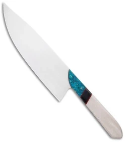 Mattia Borrani Chef's Knife Bowie Blue Died Maple/Ivory Juma (8")