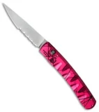 Piranha Virus Automatic Knife Pink (3.25" Mirror Serr)