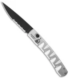 Piranha Virus Automatic Knife Silver Tactical (3.25" Black Serr)