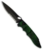 Piranha Mini Predator Green Tactical Automatic Knife (3.5" Black Serr)