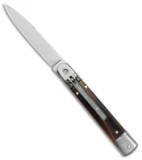 SKM 7.75" Slimline Leverlock Automatic Knife Brazilian Horn (3.2" Satin)