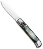 SKM Classic 8" Lever Lock  Automatic Italian Knife Brazilian Horn (3.2" Polish)