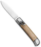 SKM Classic 8" Lever Lock  Automatic Italian Knife Olive Wood (3.2" Polish Flat)