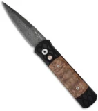 Pro-Tech Custom Damascus Godson Knife Weave Handle w/ Black Ash Burl Wood 741-D
