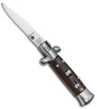 4.5" Italian Mini Stiletto Clip Point Automatic Knife Gonzo Wood (2" Satin)