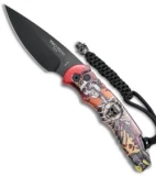 Pro-Tech TR-4 Skull Custom Automatic Knife  Skeleton Rose Scene (4" Black)