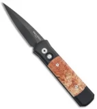 Pro-Tech Godson Automatic Knife Dyed Box Elder Burl (3.15" Black) 707-DB