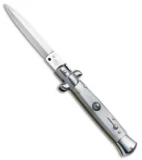 SKM/AB 8" Italian Stiletto Dagger Automatic Knife Gray Pearlex (3.3" Satin)