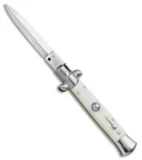 SKM/AB 8" Italian Stiletto Dagger Automatic Knife Sim Ivory (3.3" Satin)