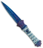 Rainy Vallotton Custom Mace Automatic Knife Blue Mammoth Molar (4" Damascus)