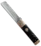 Brandon Vallotton Custom Prestige Automatic Knife Buffalo Horn/Mokume (Damascus)