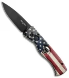 Pro-Tech TR-2 Skull Tactical Response Automatic Knife US Flag (3" Black) TR-2.44