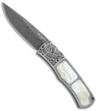Pro-Tech Ultimate Custom BR-1 Steel Automatic Knife Gold Lip Pearl (Damascus)