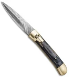 9"  Leverlock Dagger Automatic Stiletto Knife Blackwood (3.8" Damascus)