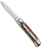 Old Style 8" Lever Lock Italian Automatic Knife Stag (3.2" Satin)