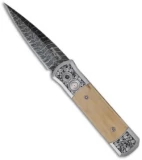 Pro-Tech Knives Custom Steel Godson Knife w/ Mastodon Ivory (Damascus)