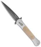 Pro-Tech Large Don Steel Custom Automatic Knife Mastodon Ivory (4.5" Damascus)